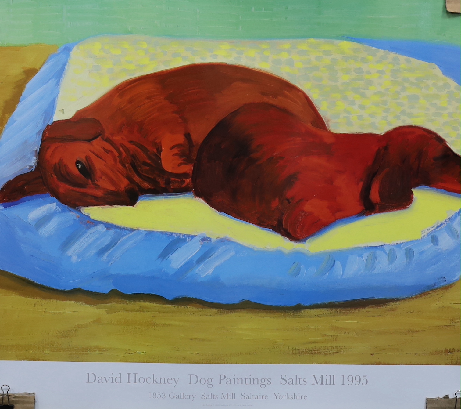 David Hockney RA (British b.1937), offset lithograph exhibition poster, Dog Paintings, Salts Mill, 1995, 53 x 65cm, unframed